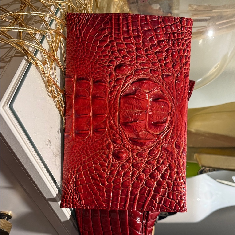 Brahmin Red Croc-Embossed Leather Envelope Clutch - - Picture 2 of 3